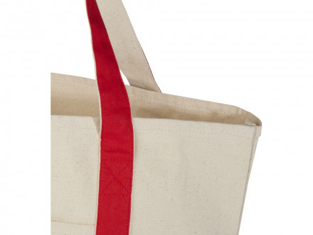 Sam эко- сумка из переработанного хлопка, сертифицированного согласно GRS, плотностью 320 г/м² - Красный / Натуральный