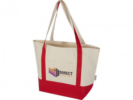 Sam эко- сумка из переработанного хлопка, сертифицированного согласно GRS, плотностью 320 г/м² - Красный / Натуральный