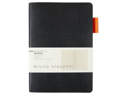 Ежедневник недатированный А5 Boston, черный (оранжевый обрез)