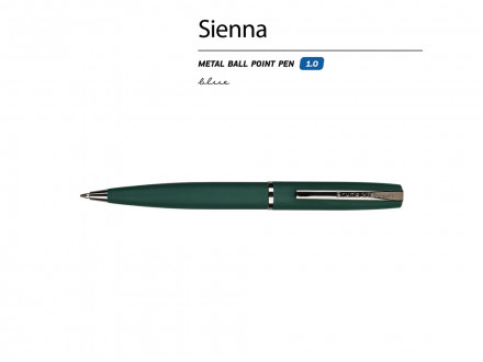 Ручка металлическая шариковая Sienna, софт-тач, 1.0 мм, зеленый