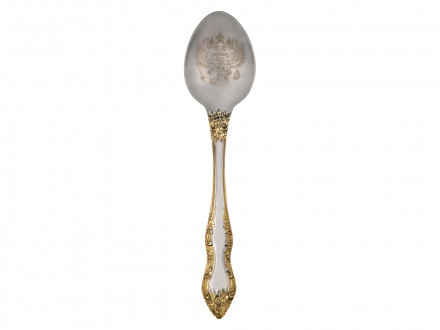 Подстаканник с хрустальным стаканом и ложкой РОССИЙСКИЙ-Л, золотистый/прозрачный