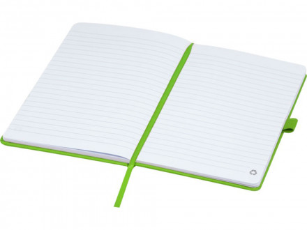 Блокнот Honua форматом A5 из переработанной бумаги с обложкой из переработанного ПЭТ, зеленый лайм