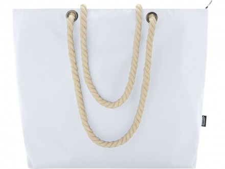 Panama пляжная эко-сумка-холодильник из переработанного материала, с ручками-шнурками 23L, белый