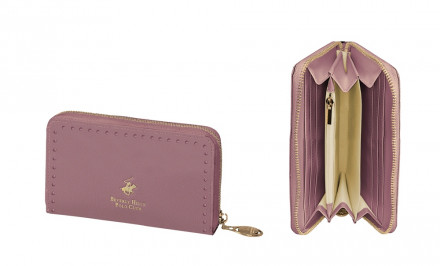 Кошелек женский Beverly Hills Polo Club, пудрово-лиловый/желтое золото