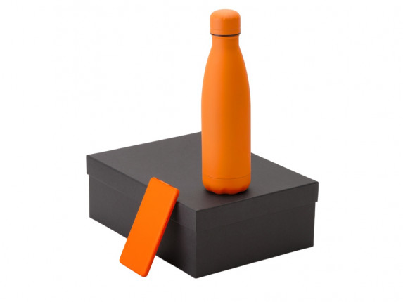 Подарочный набор с термобутылкой и повербанком С1, 5000 mAh, оранжевый