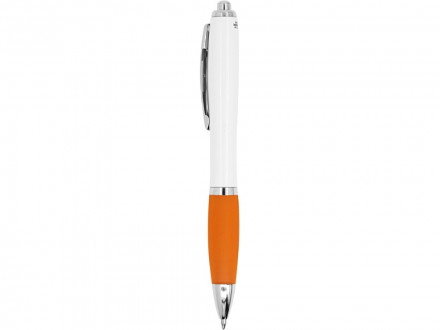 Ручка пластиковая шариковая CARREL с антибактериальным покрытием, белый/апельсин