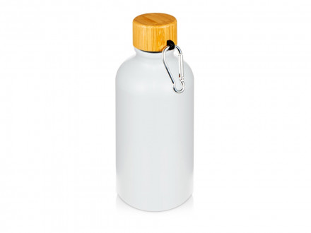 Матовая спортивная бутылка Hip S Bamboo с карабином и объемом 400 мл, белый