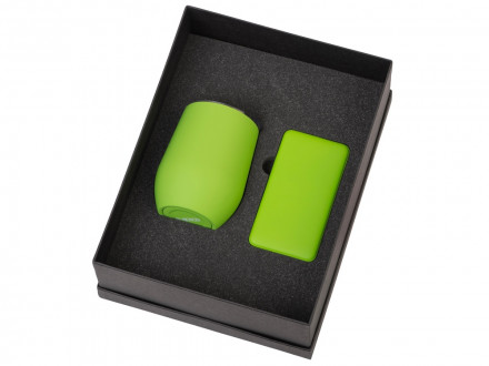 Подарочный набор с термокружкой и повербанком С2, 10000 mAh, зеленое яблоко