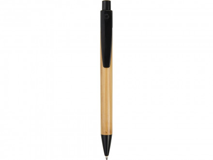 Ручка шариковая Borneo из бамбука, черный, черные чернила