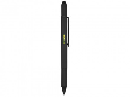 Ручка шариковая металлическая Tool, черный. Встроенный уровень, мини отвертка, стилус