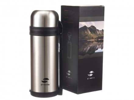 Термос Stinger, 1,5 л, широкий с ручкой, нержавеющая сталь, серебристый, 12,2 x 10,5 x 30,9 см