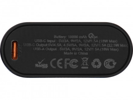 Внешний аккумулятор с QC/PD Qwik, 10000 mah, черный (Р)