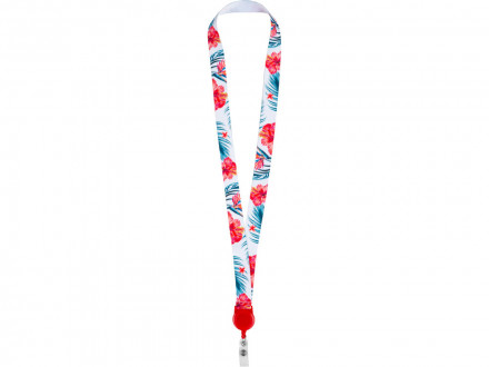 Ланъярд 2 см с ретрактором, красный