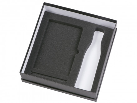 Подарочный набор c блокнотом C1, ручкой и термобутылкой, серый