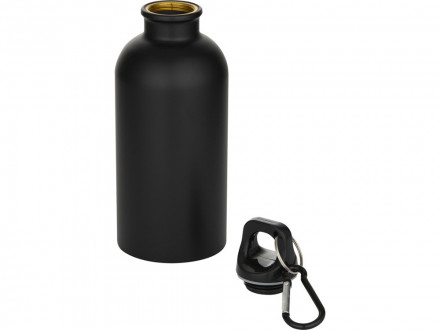 Oregon одностенная бутылка для воды с карабином, изготовленная из нержавеющей стали, сертифицированной по стандарту RCS, объемом 400 мл - Черный