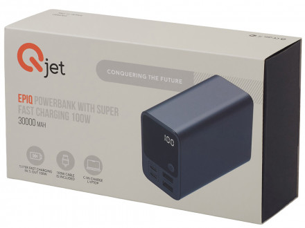 Внешний аккумулятор для ноутбуков EpIQ, 100 Вт, 30000 mAh, темно-серый