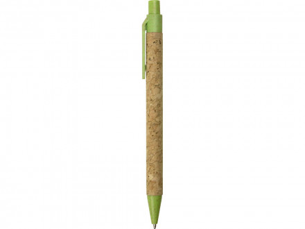 Ручка из пробки и переработанной пшеницы шариковая Evora, пробка/зеленый