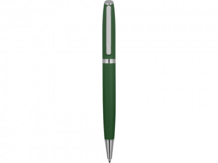 Ручка металлическая шариковая Flow soft-touch, зеленый/серебристый