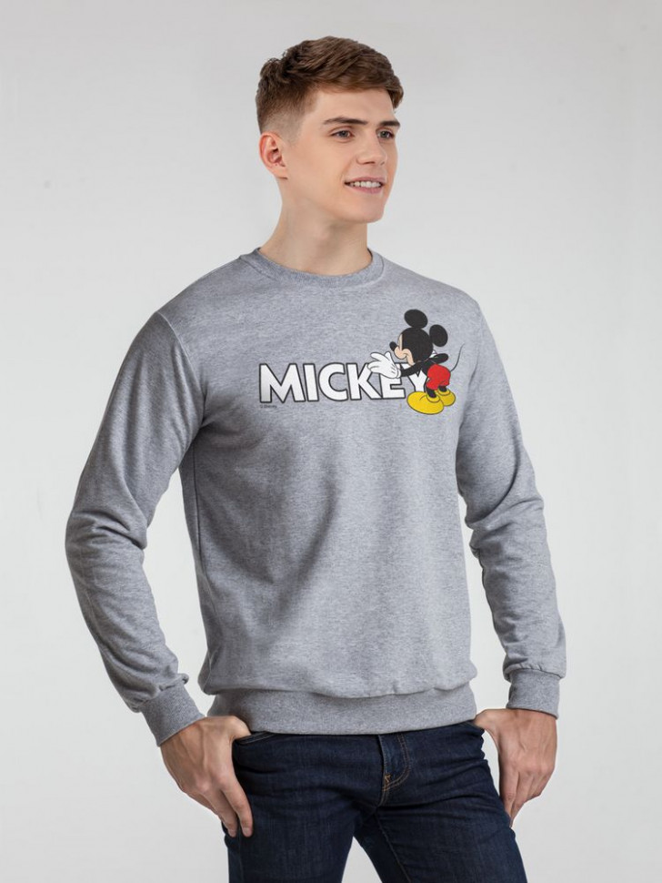 Свитшот Mickey Mouse, серый меланж