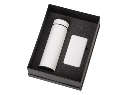 Подарочный набор с термосом и повербанком С2, белый