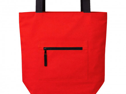 Сумка на молнии Zipper  Neo из хлопка 280 г c карманом на молнии спереди, красный