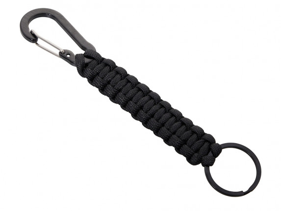 Брелок-веревочка Austere с карабином и кольцом, черный