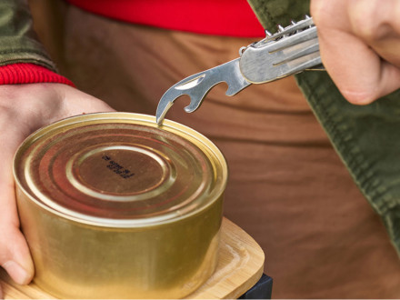 Нож перочинный Stinger, 109 мм, 8 функций, материал рукояти: нержавеющая сталь (серебристый)