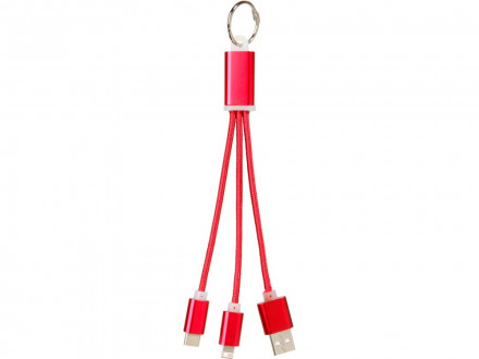Кабель для зарядки Metal 3-в-1 с брелоком, красный
