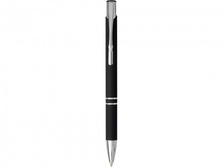 Шариковая кнопочная ручка Moneta с матовым антискользящим покрытием, черный