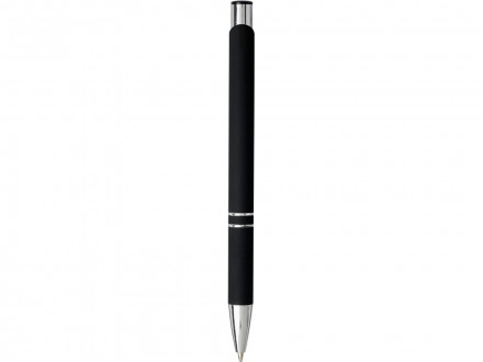 Шариковая кнопочная ручка Moneta с матовым антискользящим покрытием, черный