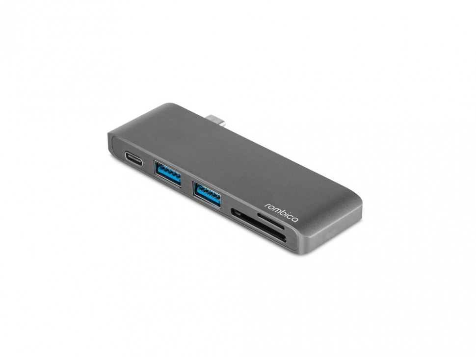 Сетевой USB адаптер/концентратор 5 в 1 Rombica Type-C M2, серый