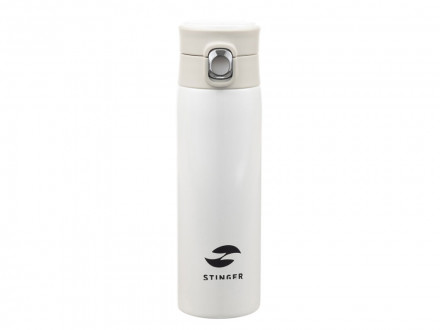Термокружка Stinger, 0,42 л, сталь/пластик/силикон, белый, 6,5 x 7,5 x 21,9 см