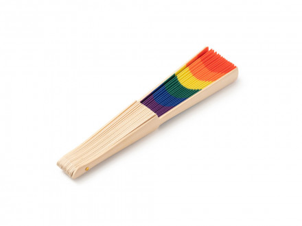 Деревянный веер KEROS с многоцветным принтом