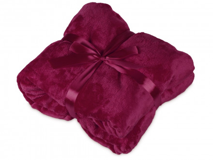 Подарочный набор с пледом, термокружкой и чаем, бордовый