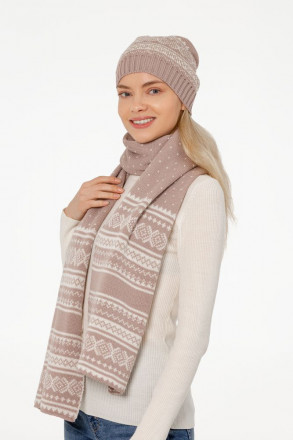 Шапка Lambient, бежевая с молочно-белым