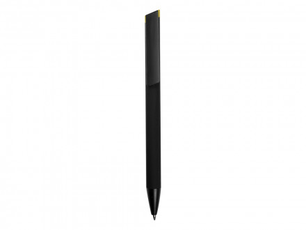 Ручка металлическая шариковая Taper Metal софт-тач с цветным зеркальным слоем, черный с желтым