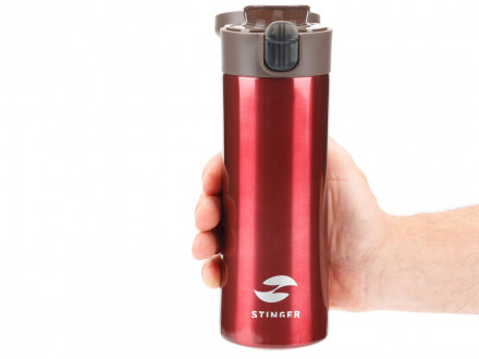 Термокружка Stinger, 0,35 л, сталь/пластик, красный глянцевый, 8,4 x 7 x 21,2 см