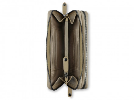 Кошелёк женский BUGATTI Elsa, с защитой RFID, песочного цвета, воловья кожа/полиэстер, 19х3х10,5 см