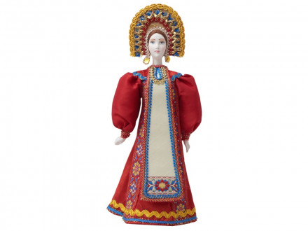 Подарочный набор: кукла фарфоровая, крем-мед, красный