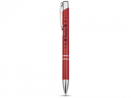 Алюминиевая шариковая кнопочная ручка Moneta, синие чернила, красный
