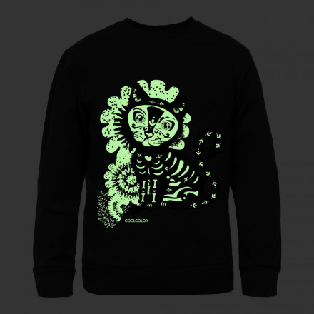 Свитшот детский Cat Muertos со светящимся принтом, черный