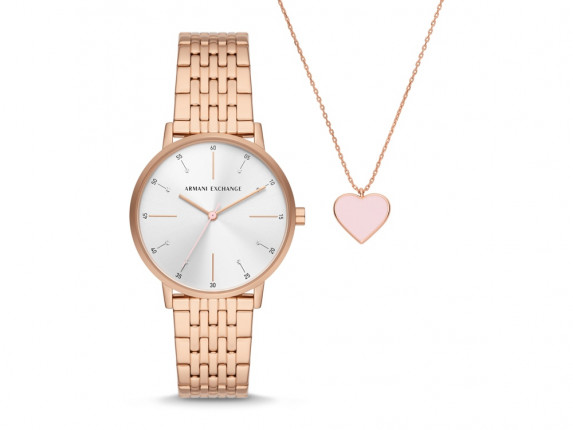 Подарочный набор: часы наручные женские с подвеской. Armani Exchange