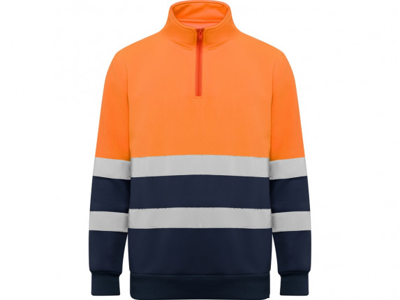 Свитшот ворот на молнии Spica, нэйви/неоновый оранжевый