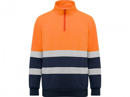 Свитшот ворот на молнии Spica, нэйви/неоновый оранжевый