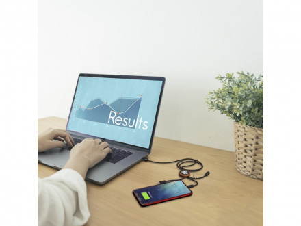 SCX.design C36 Зарядный кабель 3 в 1 из переработанного rPET-пластика  сбелой подсветкой и округлым бамбуковым корпусом, дерево