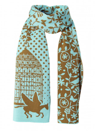Шарф Free Spirit, голубой/бронзово-золотой
