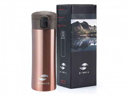 Термокружка Stinger, 0,35 л, сталь/пластик, розовое золото глянцевый, 8,4 x 7 x 21,2 см