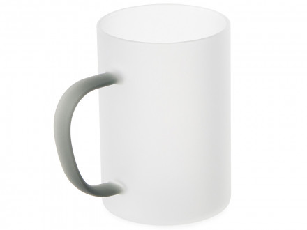 Стеклянная матовая кружка Акцент с цветной ручкой для сублимации, черный