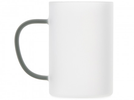 Стеклянная матовая кружка Акцент с цветной ручкой для сублимации, черный