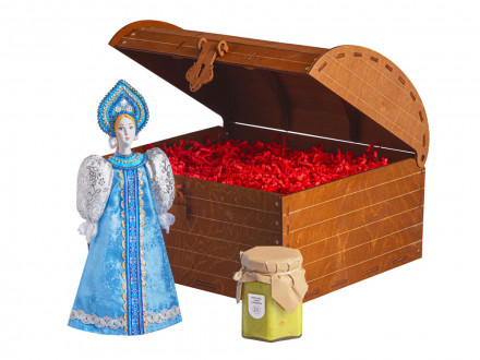 Подарочный набор: кукла фарфоровая, крем-мед, голубой